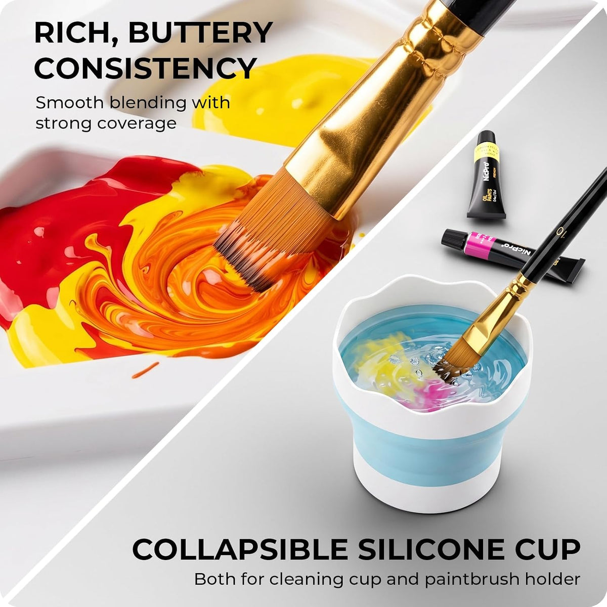 Nicpro Juego de 68 lienzos de pintura acrílica para adultos con 24 pinturas