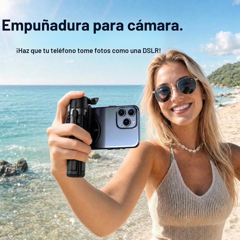 Mini palo magnético 6 en 1 para selfie de 20.5 pulgadas para iPhone con luz LED. Se puede convertir en mini trípode/agarre de cámara de teléfono/estabilizador de mano/soporte para teléfono