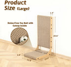 Zakkart Paquete de 2 tablas rascadoras para gatos, cartón de 25.6 pulgadas de alto, en forma de L, rascador vertical para gatos de interior, poste rascador para gatos para pared y sofá, tamaño grande