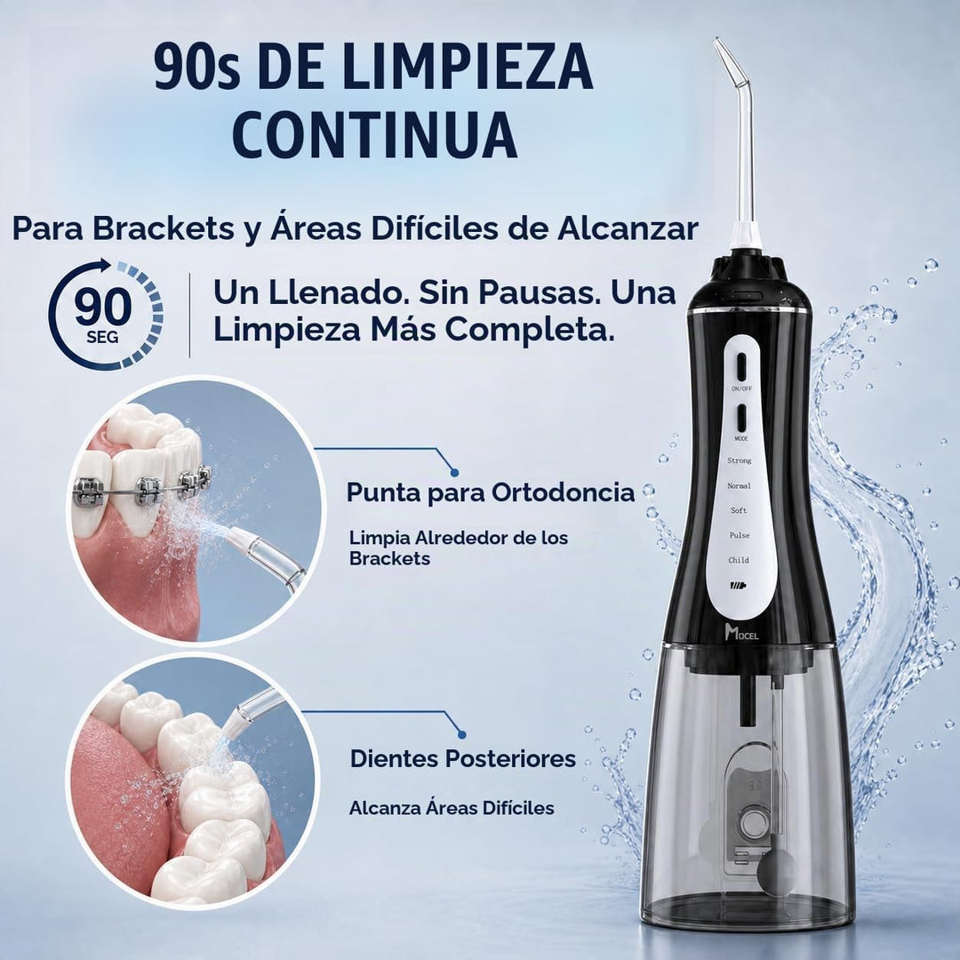 MOCEL - Irrigador dental inalámbrico con 5 modos, limpiador de dien...