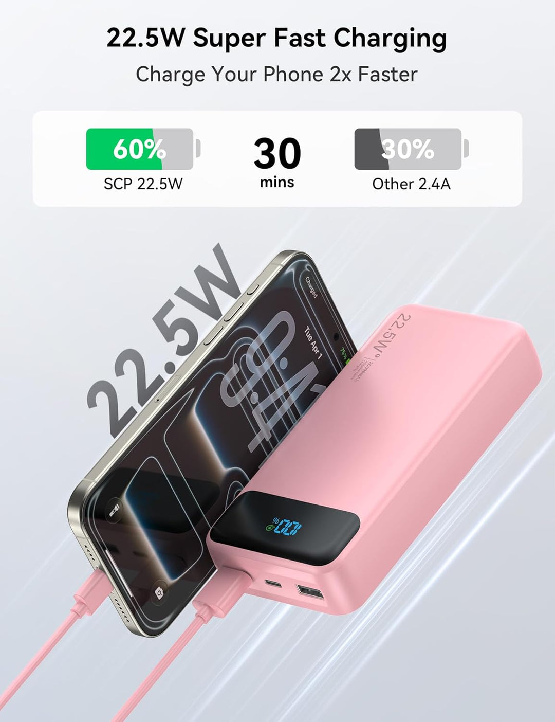 Nusyddy Cargador portátil de 20000 mAh integrado con 4 cables, bate...
