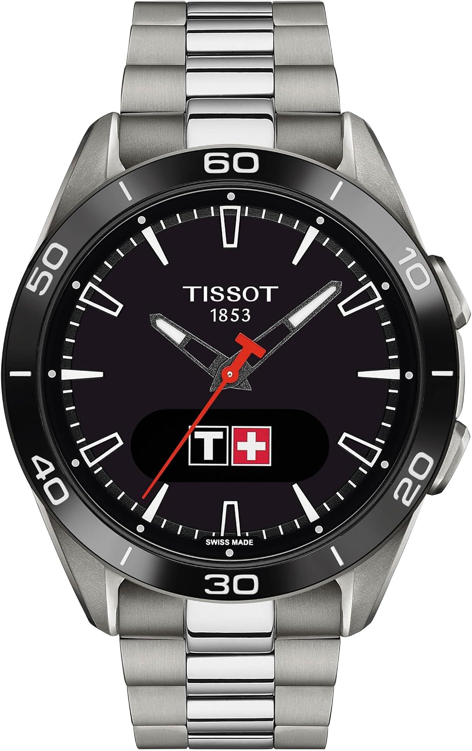 Tissot T-Touch Connect Sport, reloj solar de cuarzo suizo, 1.693 in, esfera negra, reloj unisex