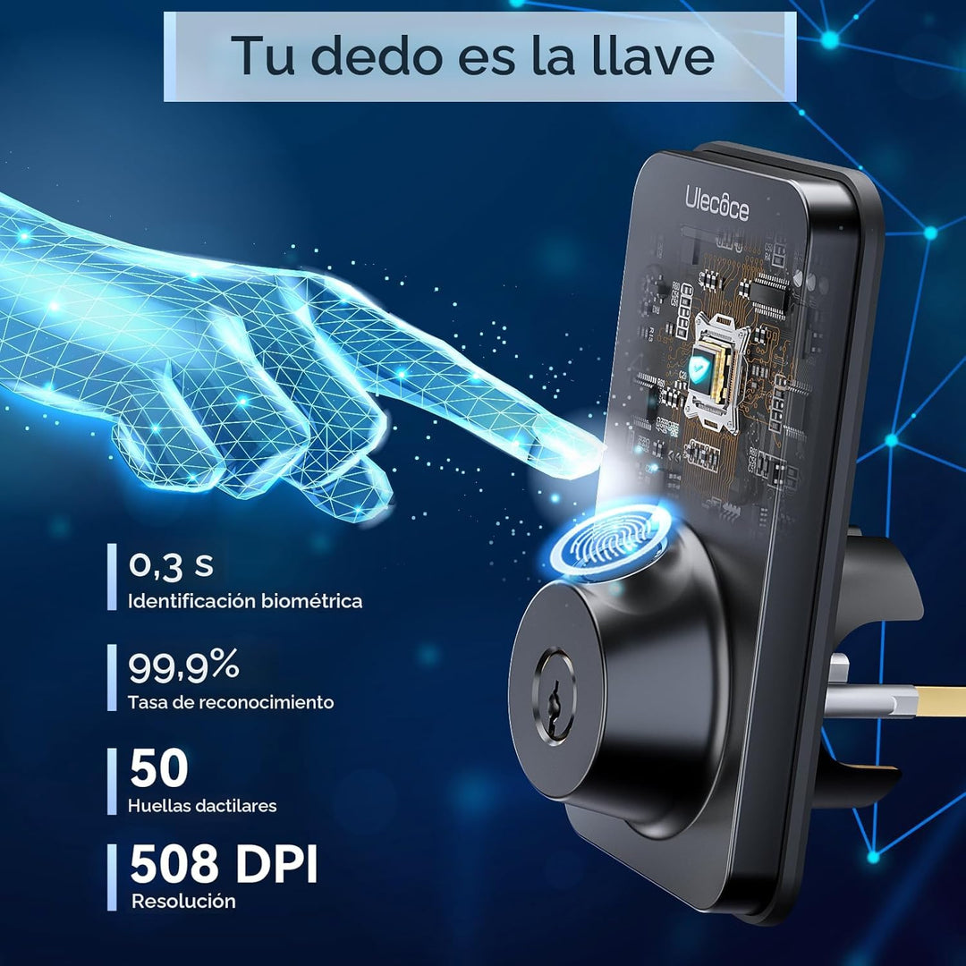 Ulecoce Cerradura de cerrojo con teclado de huellas dactilares con...