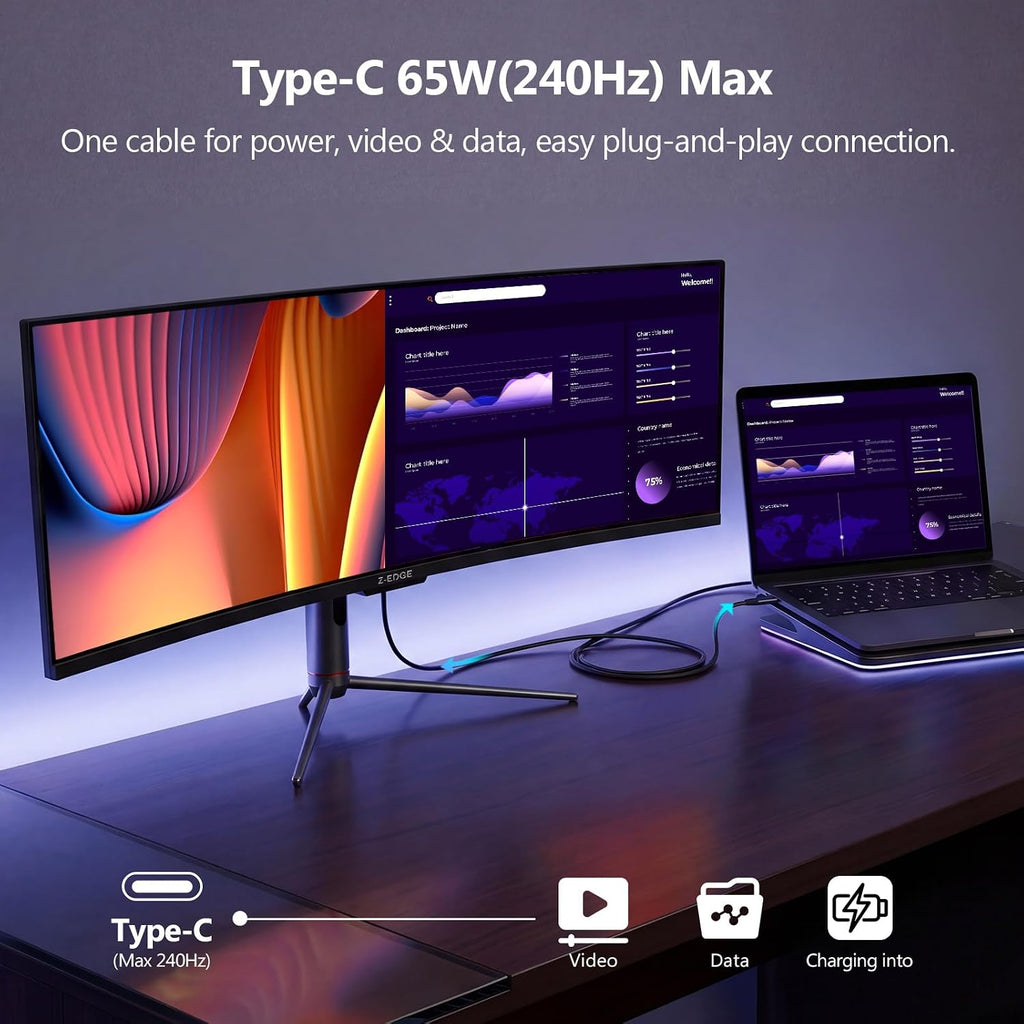 Z-Edge 5K Monitor curvado para juegos de 49 pulgadas, computadora u...