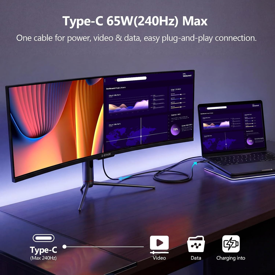 Z-Edge 5K Monitor curvado para juegos de 49 pulgadas, computadora u...