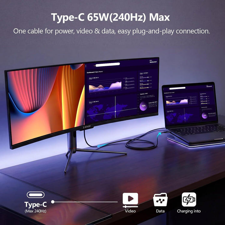 Z-Edge 5K Monitor curvado para juegos de 49 pulgadas, computadora u...