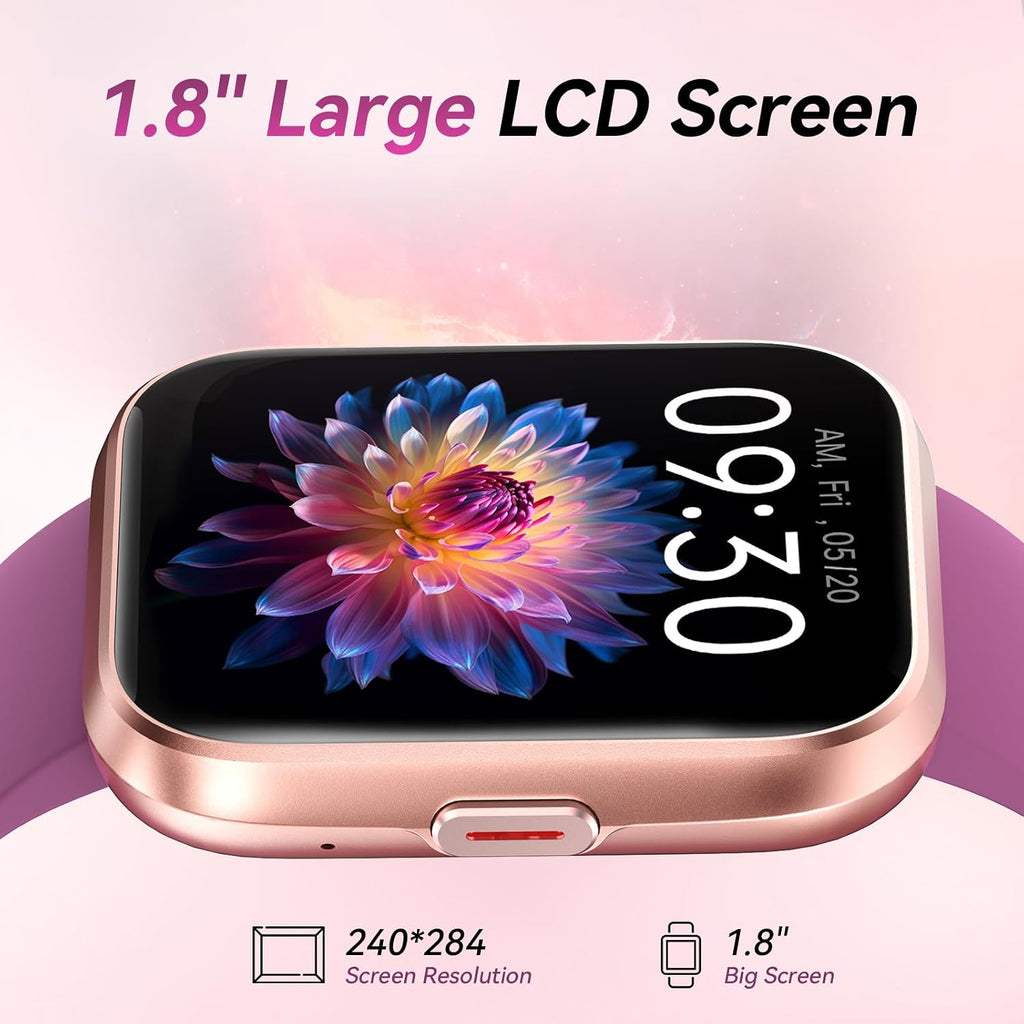 Fitpolo Relojes inteligentes para hombres/mujeres, 1.8 pulgadas Alexa incorporado reloj de seguimiento de fitness con llamadas Bluetooth, IP68 impermeable, frecuencia cardíaca, sueño, spO2/estrés, 110 modos deportivos para Android y iPhone