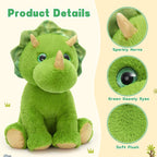 MaoGoLan Triceratops - Animal de peluche verde con 3 bebés, dinosaurio de