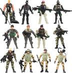 Figuras de acción de combate de las fuerzas especiales SWAT con armas militares y accesorios (12 unidades, 4 pulgadas)