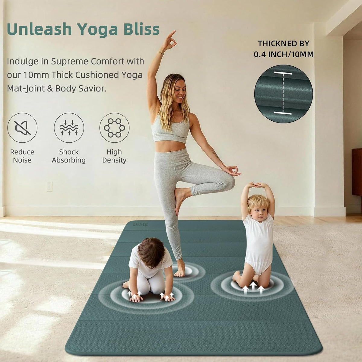 Tapete de Yoga Plegable 74"x47.2"x 0.4" – Tapete de Yoga Grande