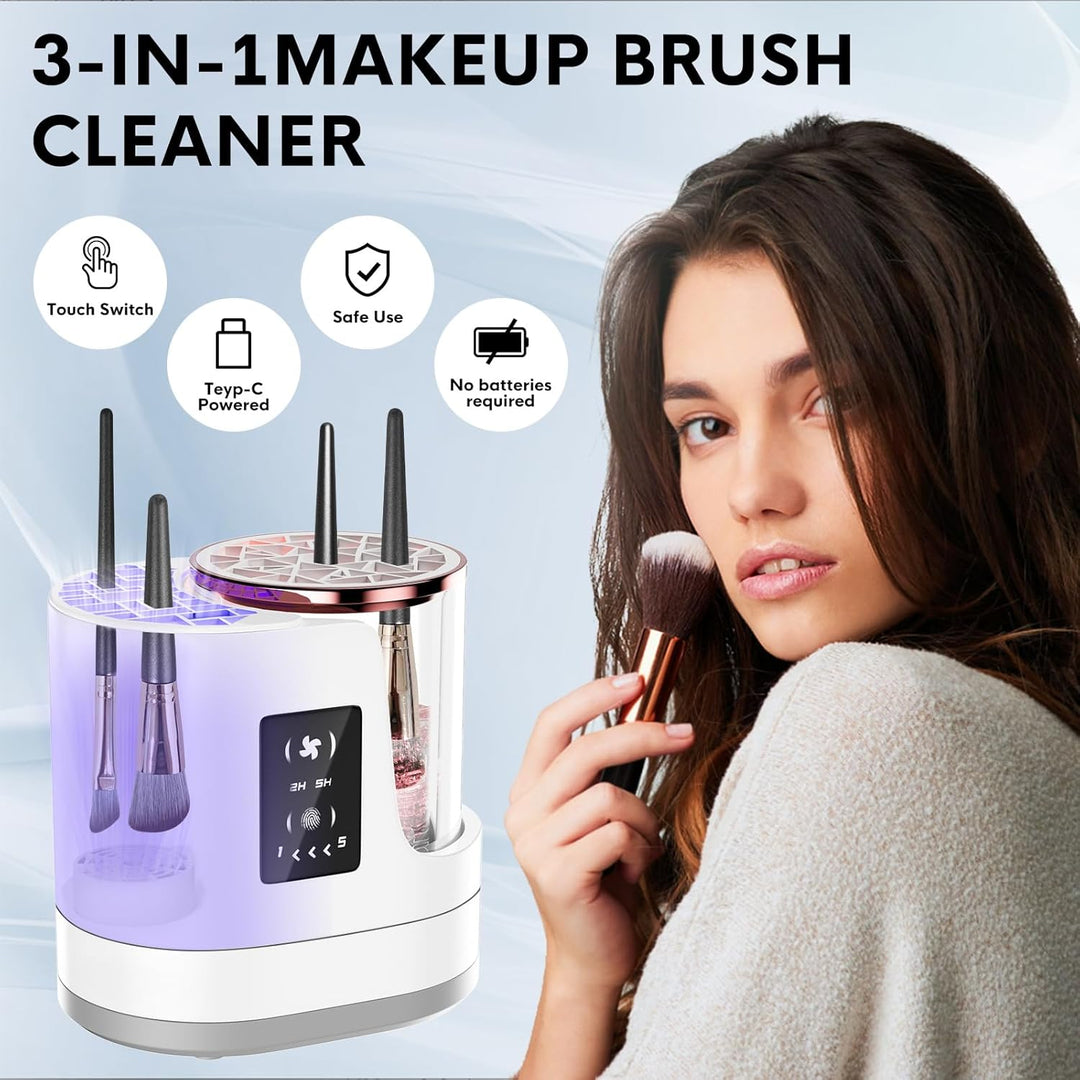 Limpiador de brochas de maquillaje eléctrico 3 en 1, limpiador auto...
