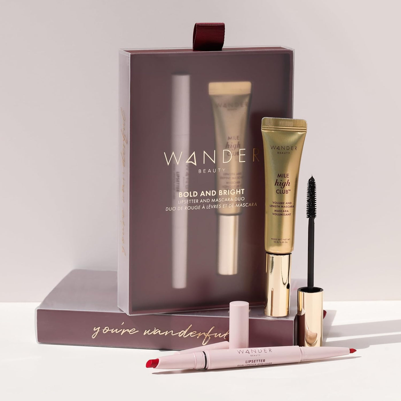 Wander Beauty Bold and Bright - Juego de regalo de lápiz labial y r...