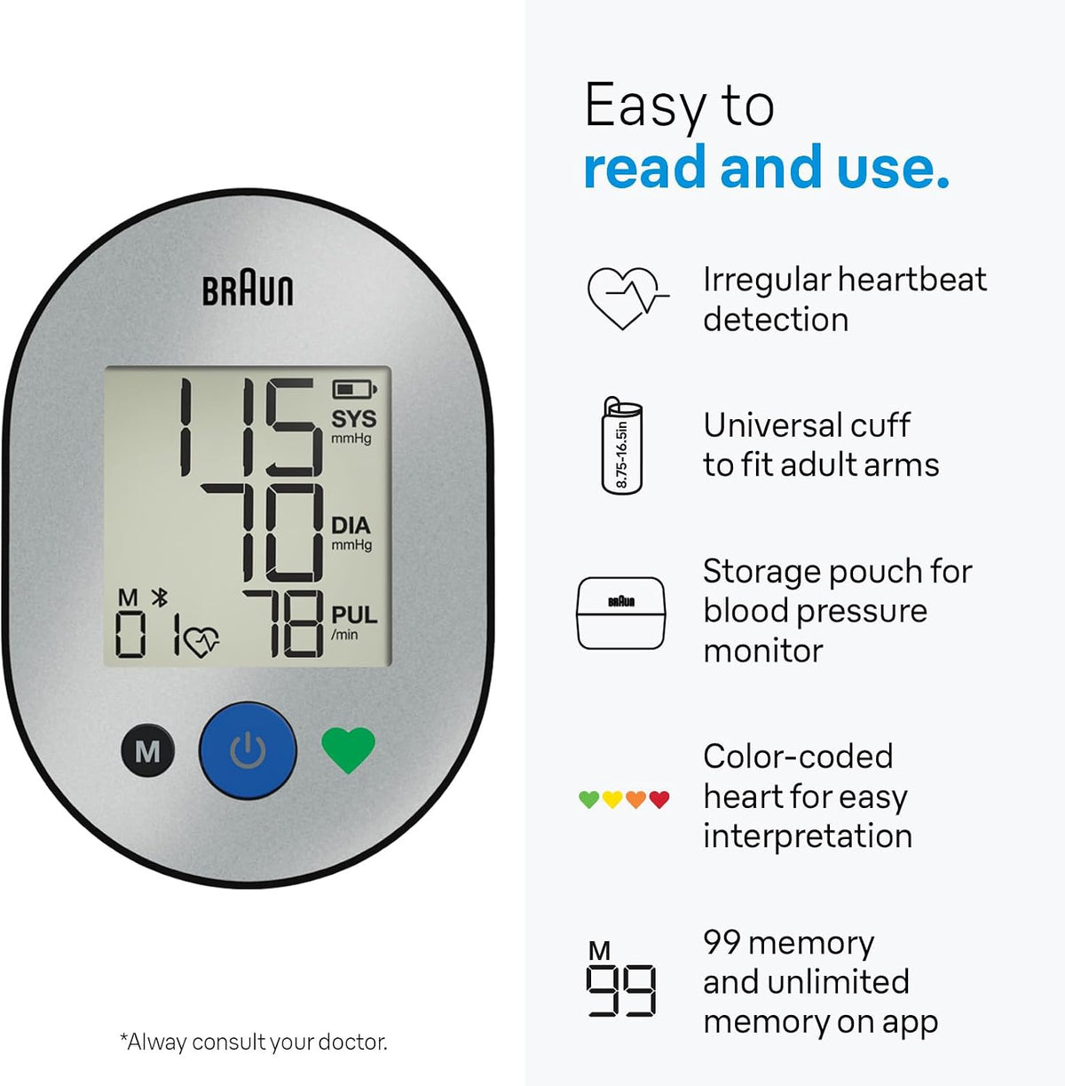 Braun ExactFit 2 Connect Monitor de presión arterial con Bluetooth