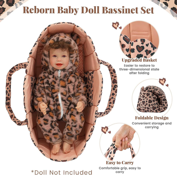 BABESIDE Juego de 3 piezas de moisés para muñeca con ropa de cama p...