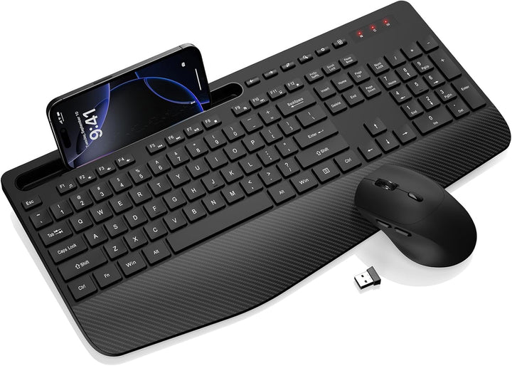 Combo de teclado y mouse inalámbrico - Teclado ergonómico de tamaño...
