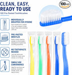 Ziliny 100 unidades de cepillos de dientes desechables con pasta