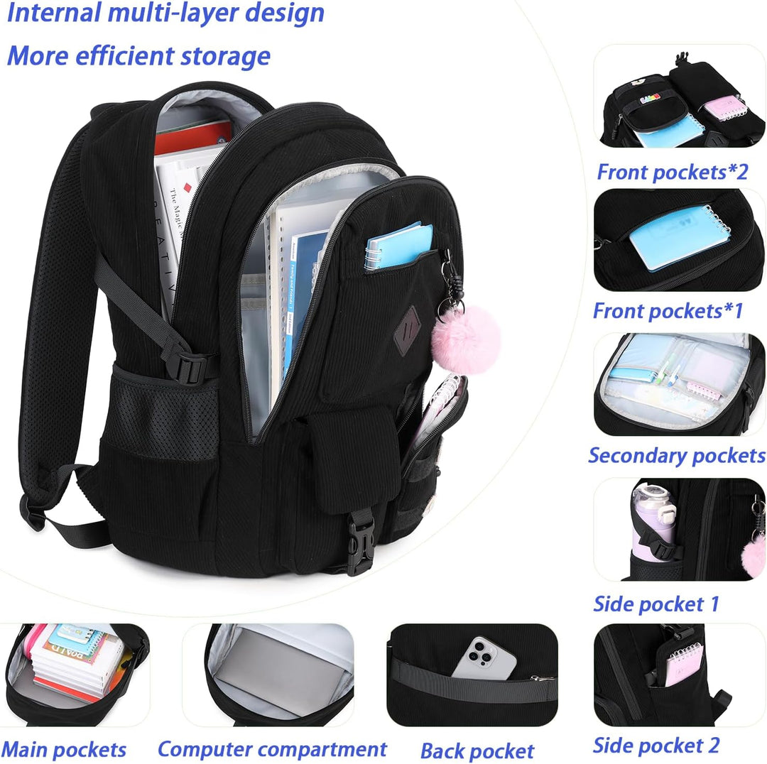BLUWEI Mochila para computadora portátil para niñas, bolsa de pana...