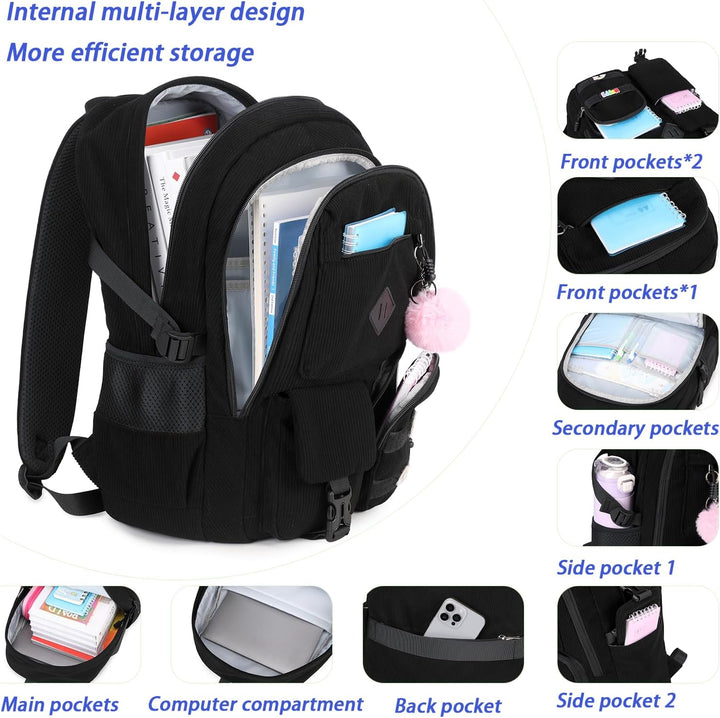 BLUWEI Mochila para computadora portátil para niñas, bolsa de pana...