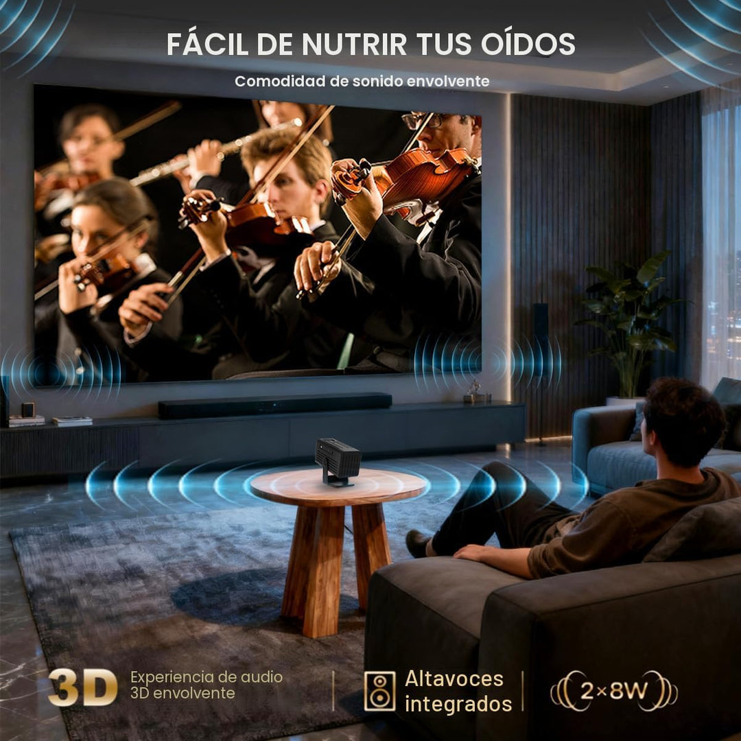 Mini proyector con WiFi y Bluetooth, soporte 4K 260 ANSl proyector...