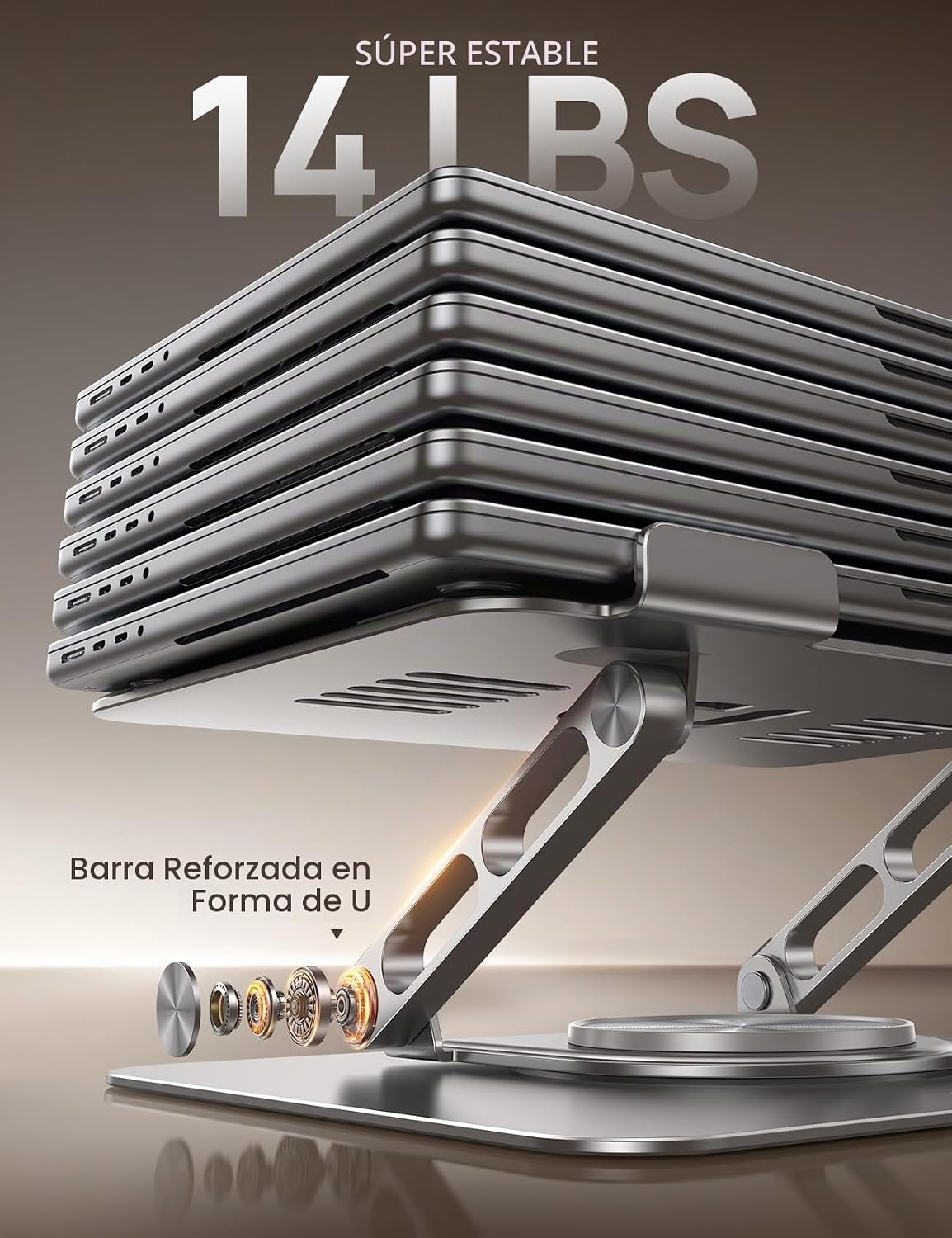 Lamicall - Soporte ajustable para laptop para escritorio - Base gir...