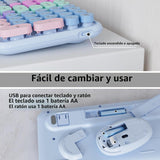 MPTOG Combo de teclado y mouse inalámbricos retro, teclas flotantes...