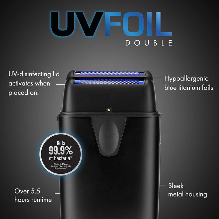 BaBylissPRO UVFOIL Afeitadoras de metal de doble lámina con desinfe...