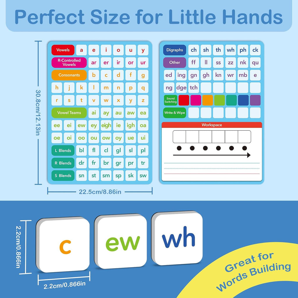 Phonics - Azulejos magnéticos de letras, juegos de fonética para ABC