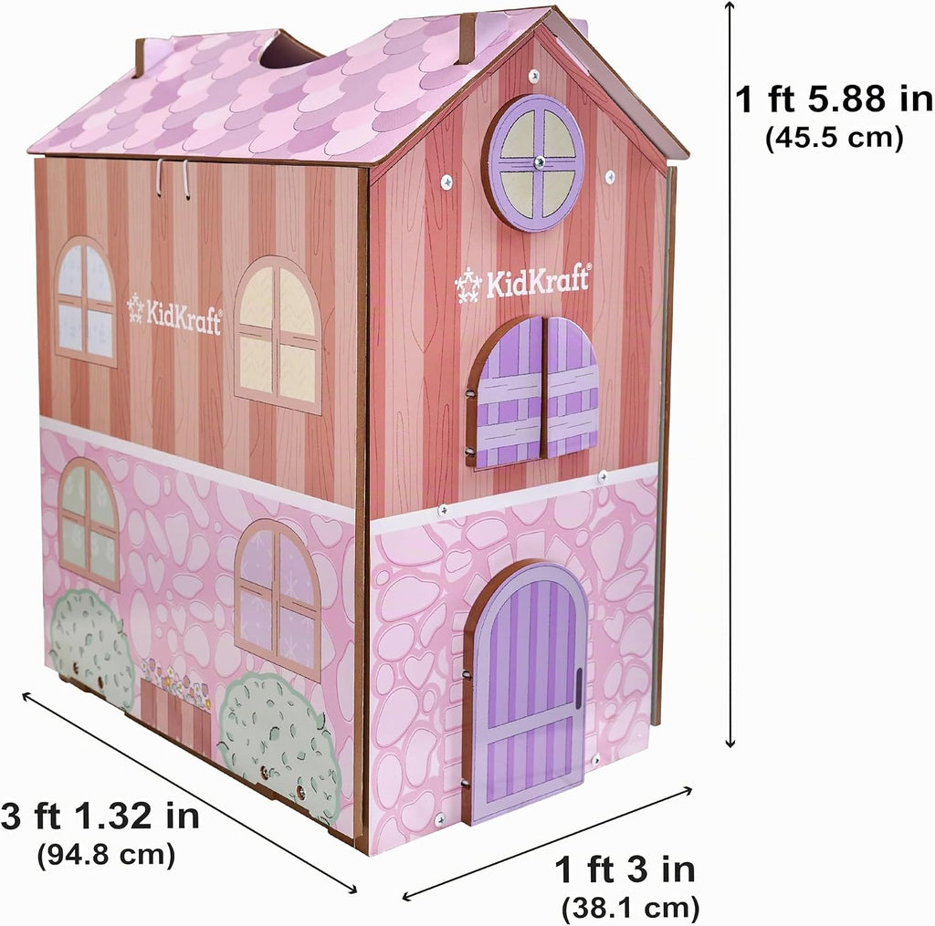 KidKraft Play & Store Cottage - Casa de muñecas de madera con 36 accesorios