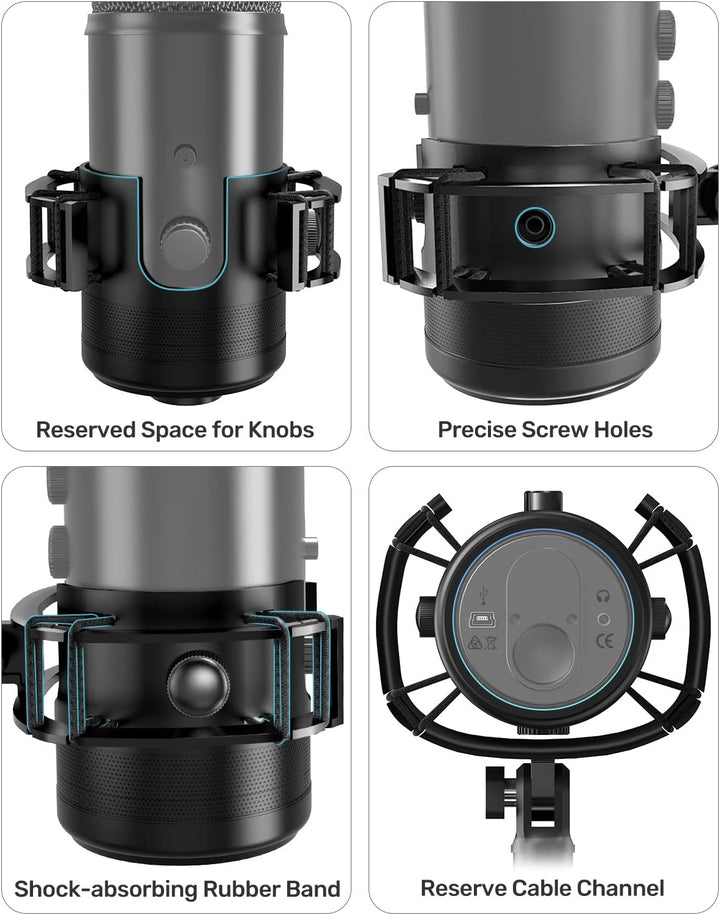 Etour Construido a medida para Blue Yeti Soporte de choque con filt...