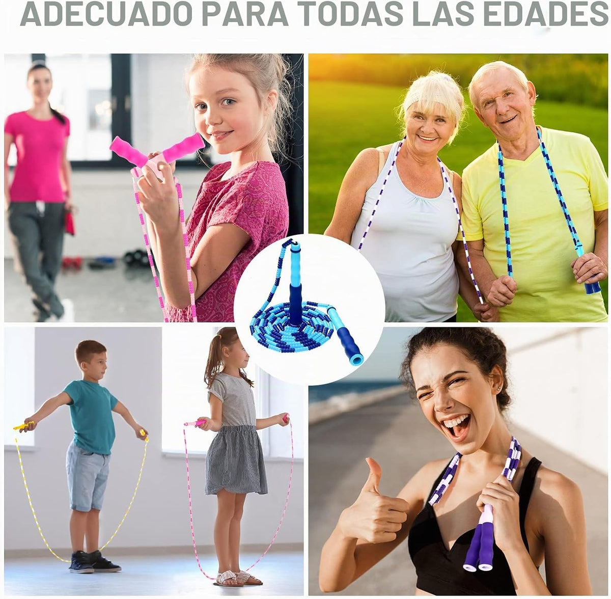 Yunsailing Cuerdas de salto, cuerda ajustable con cuentas de 9.2 pies