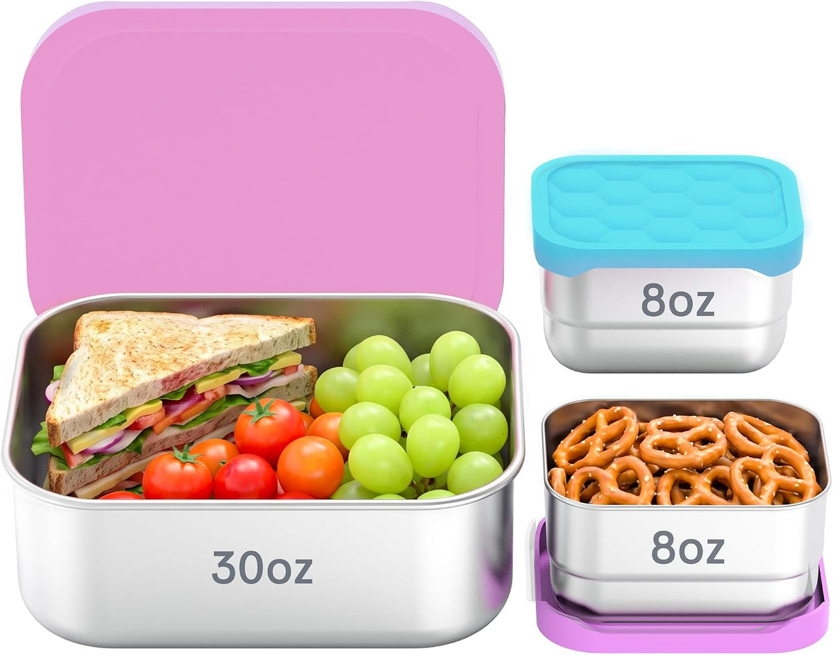 Caperci Paquete de 3 recipientes de alimentos de acero inoxidable