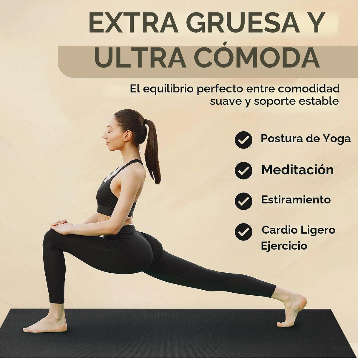 Gorilla Mats Esterilla de Yoga Premium Grande – 6 x 4 pies, 7 x 5 pies (8mm) extra gruesa y ultra cómoda, antideslizante, esterilla de ejercicio descalzo – funciona muy bien en cualquier suelo para