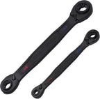 Klein Tools 68216 Juego de llaves de caja de trinquete reversibles 4 en 1, llave cuádruple, SAE, 2 piezas, 1/4 a 3/4 pulgadas, acero forjado, 90 dientes