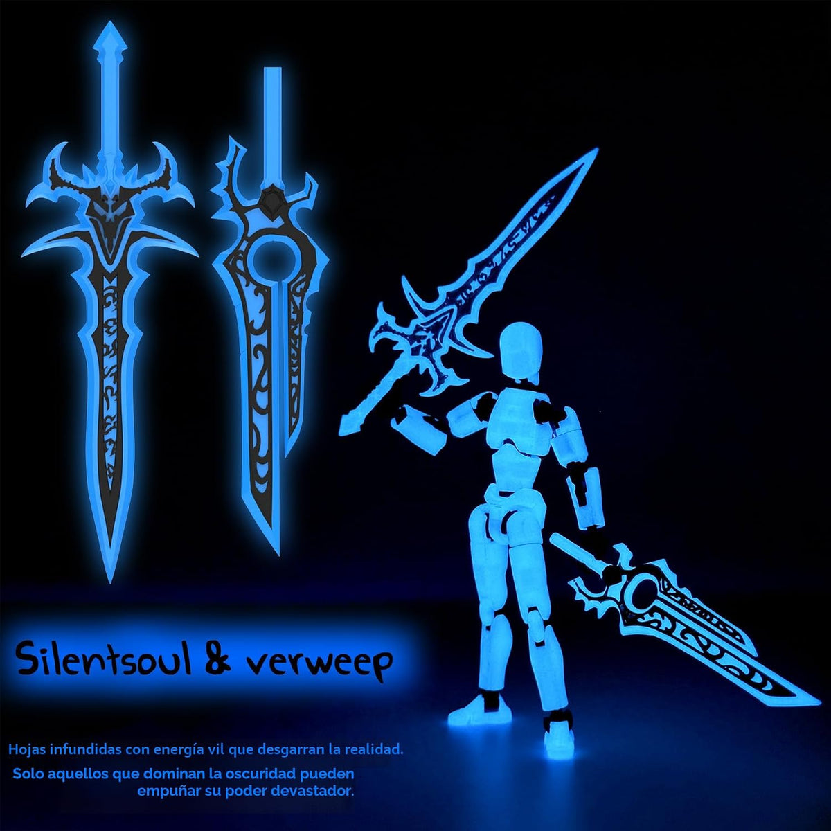 Glowing Titan 13 - Juego de figuras de acción que brillan, Brilla en el azul oscuro
