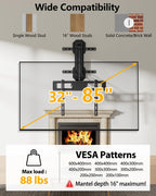 FORGING MOUNT Soporte de TV motorizado para chimenea con control remoto, soporte de TV de movimiento completo eléctrico para pantallas planas/curvas de 32″-85″, hasta 88 lbs, soporte para voltear y bajar para techo plano, VESA máximo 600x400 mm