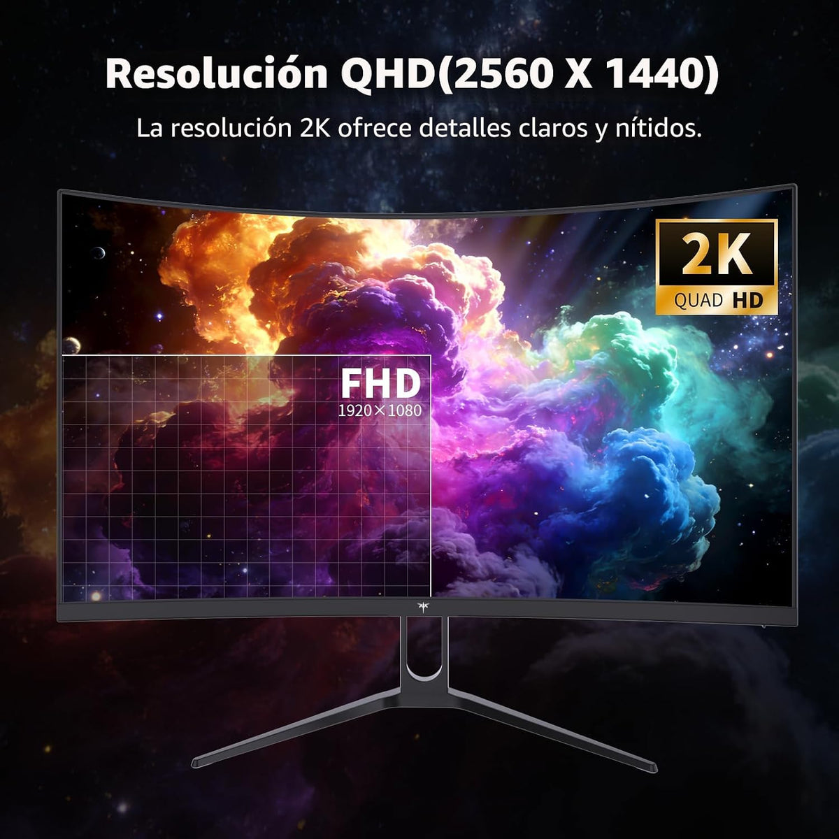 KTC Monitor curvo del juego de 27 pulgadas, monitor de PC 1440P QHD 144Hz