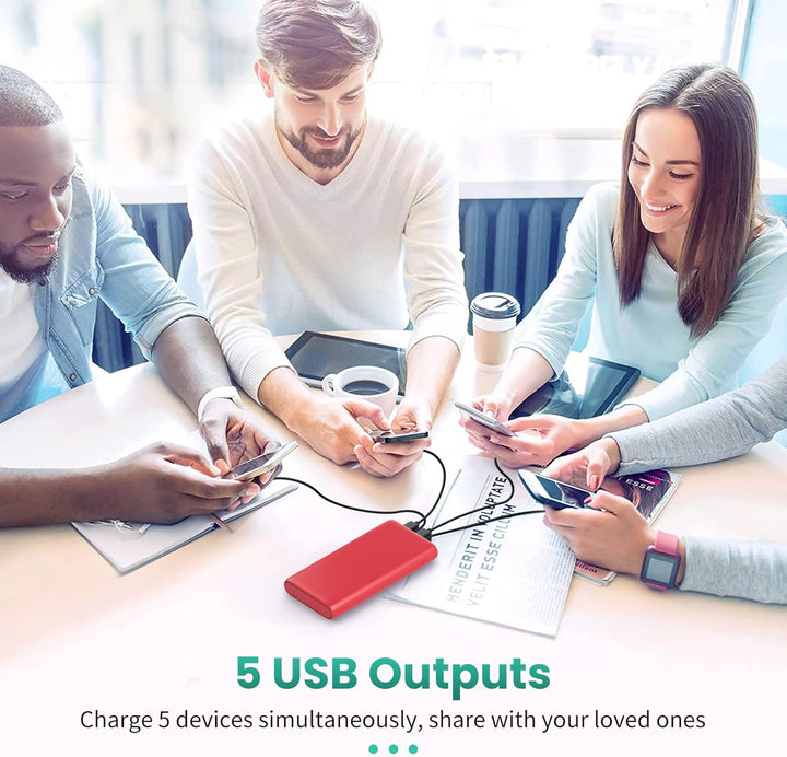 Cargador portátil de 38800 mAh con 5 salidas y 2 entradas, PD USB C...