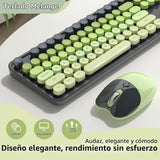 Teclado y ratón inalámbricos, MOFII con teclas redondas de 104 tecl...