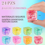 Pack de 24 Cubos 3D de pressión lenta Squishy, Cubos de estrés para adultos