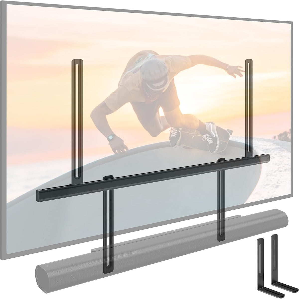 MonTEK - Soporte para barra de sonido debajo del televisor, se adapta a la