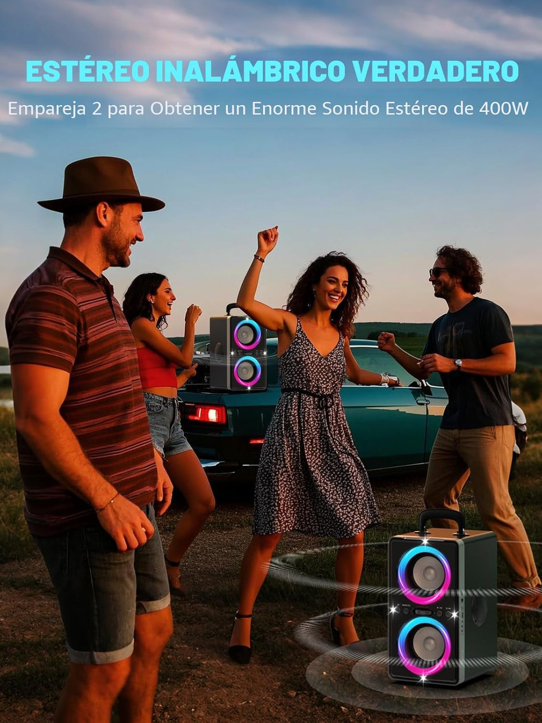YIER - Altavoz Bluetooth, sonido estéreo fuerte de 200 W de pico co...