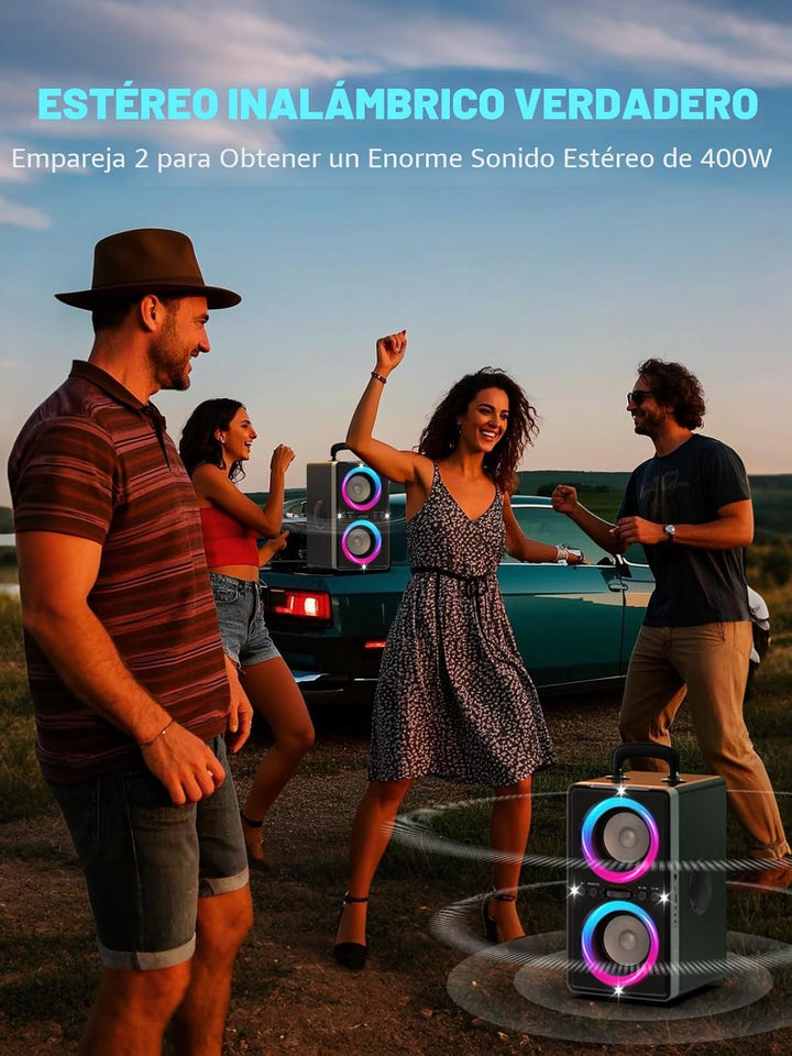 YIER - Altavoz Bluetooth, sonido estéreo fuerte de 200 W de pico co...