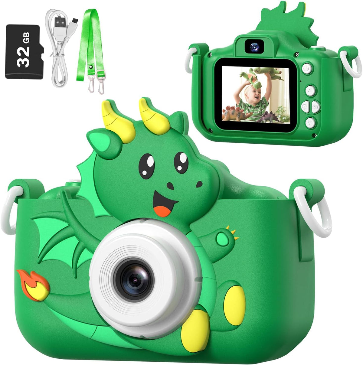 Goopow - Cámara selfie digital para niñas de 3 a 9 años, Verde1