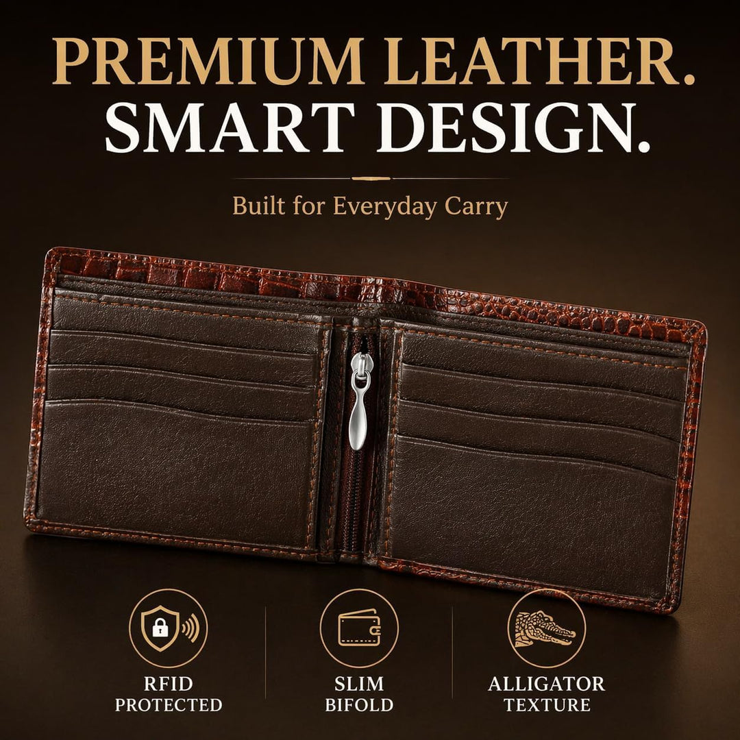 Beaaric Cartera de piel con bloqueo RFID para hombre, delgada y ple...