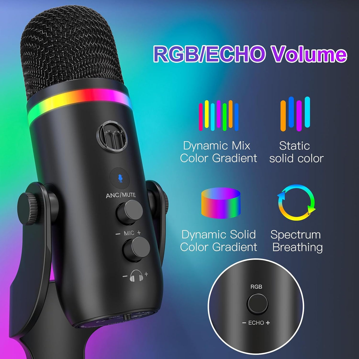 ZealSound Micrófono de podcast para PC, micrófono USB con cancelaci...