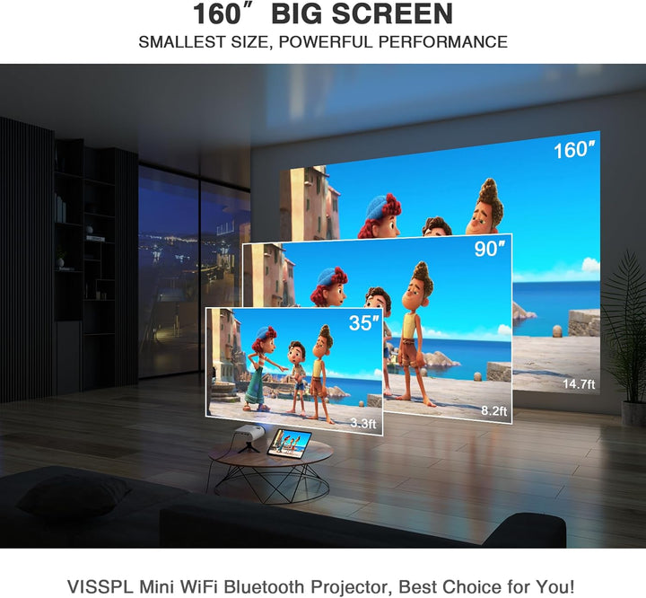 Mini proyector con WiFi y Bluetooth, proyector VISSPL Full HD 1080P...