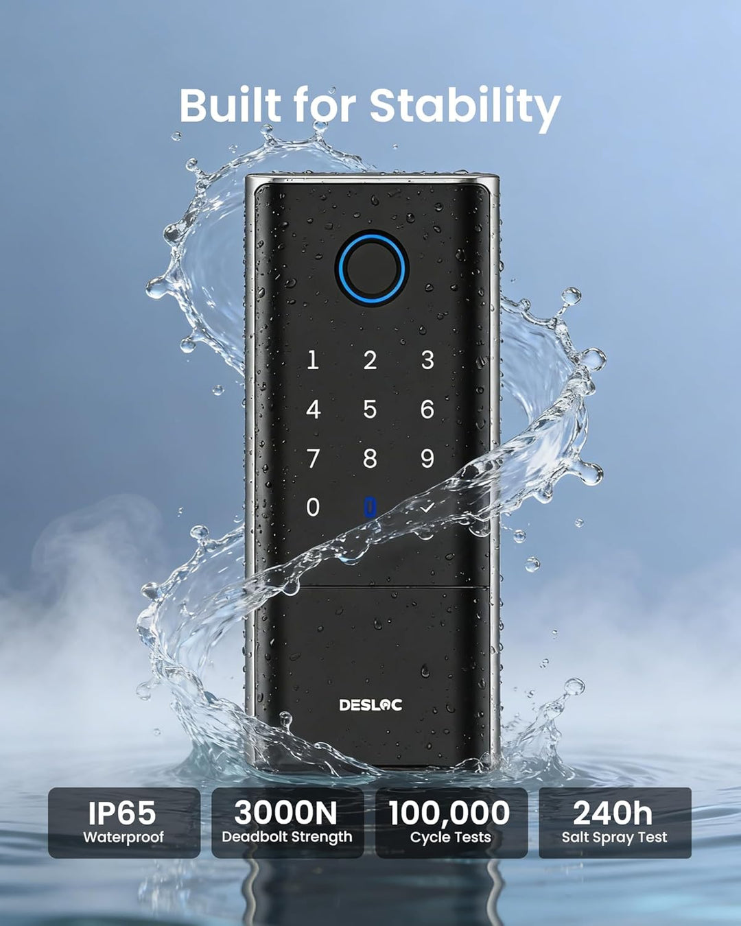 DESLOC Smart Lock K120 con huella digital GPT 3D, batería de 15,000...