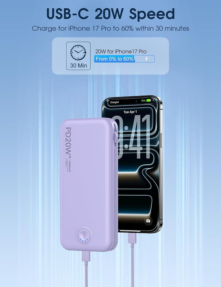 Nusyddy Cargador portátil de carga súper rápida de 22.5 W con enchu...