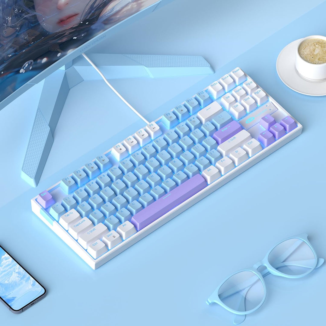 MageGee - Teclado mecánico portátil 75% para juegos con switch azul...