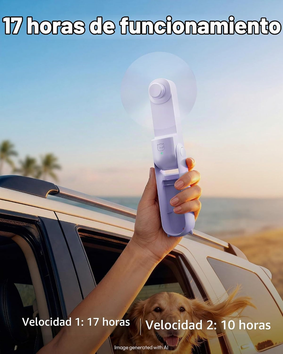 GAIATOP Ventilador de mano portátil, mini ventiladores de viaje ple...